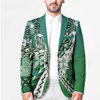 Aloha Vintage Plumeria Hawaiian Tapa Pattern Blazer Green Hawaiian Tapa Pattern - Polynesian Pride