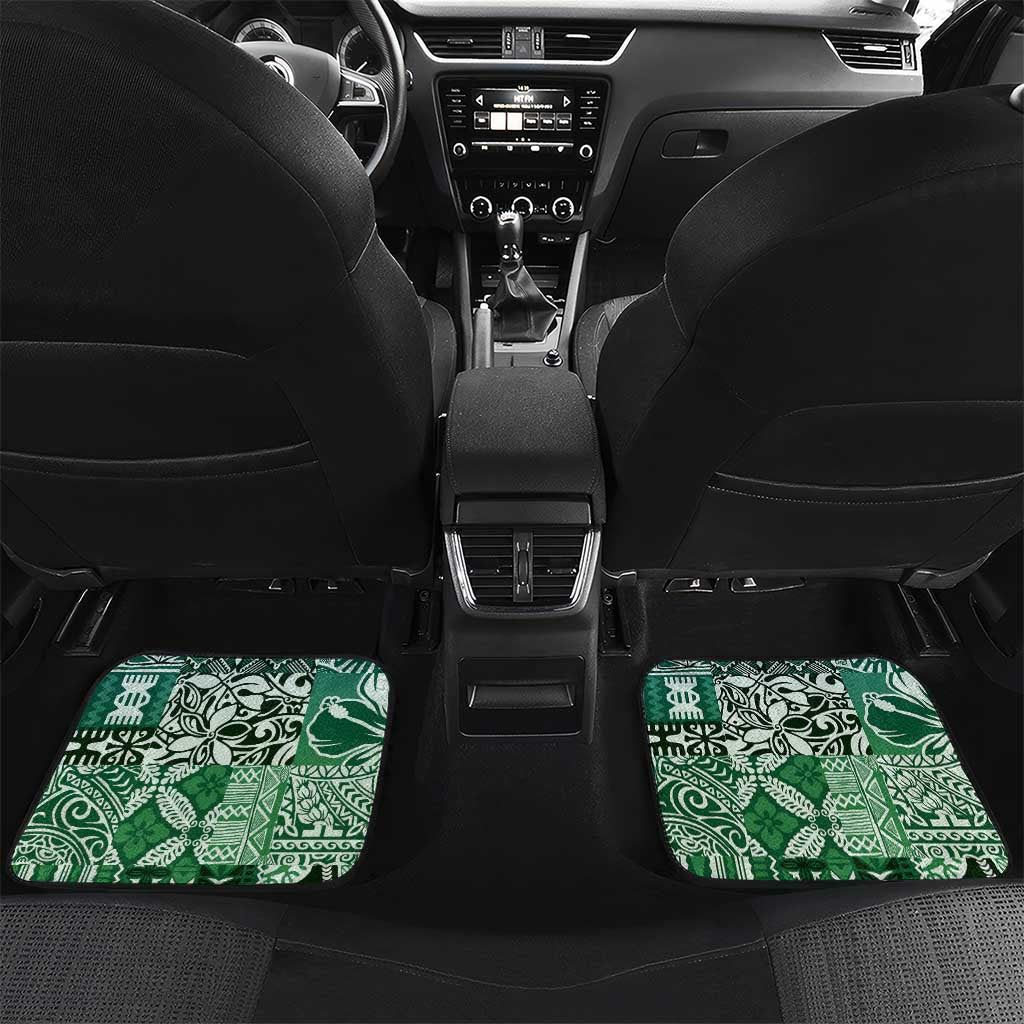 Aloha Vintage Plumeria Hawaiian Tapa Pattern Car Mats Green Hawaiian Tapa Pattern - Polynesian Pride