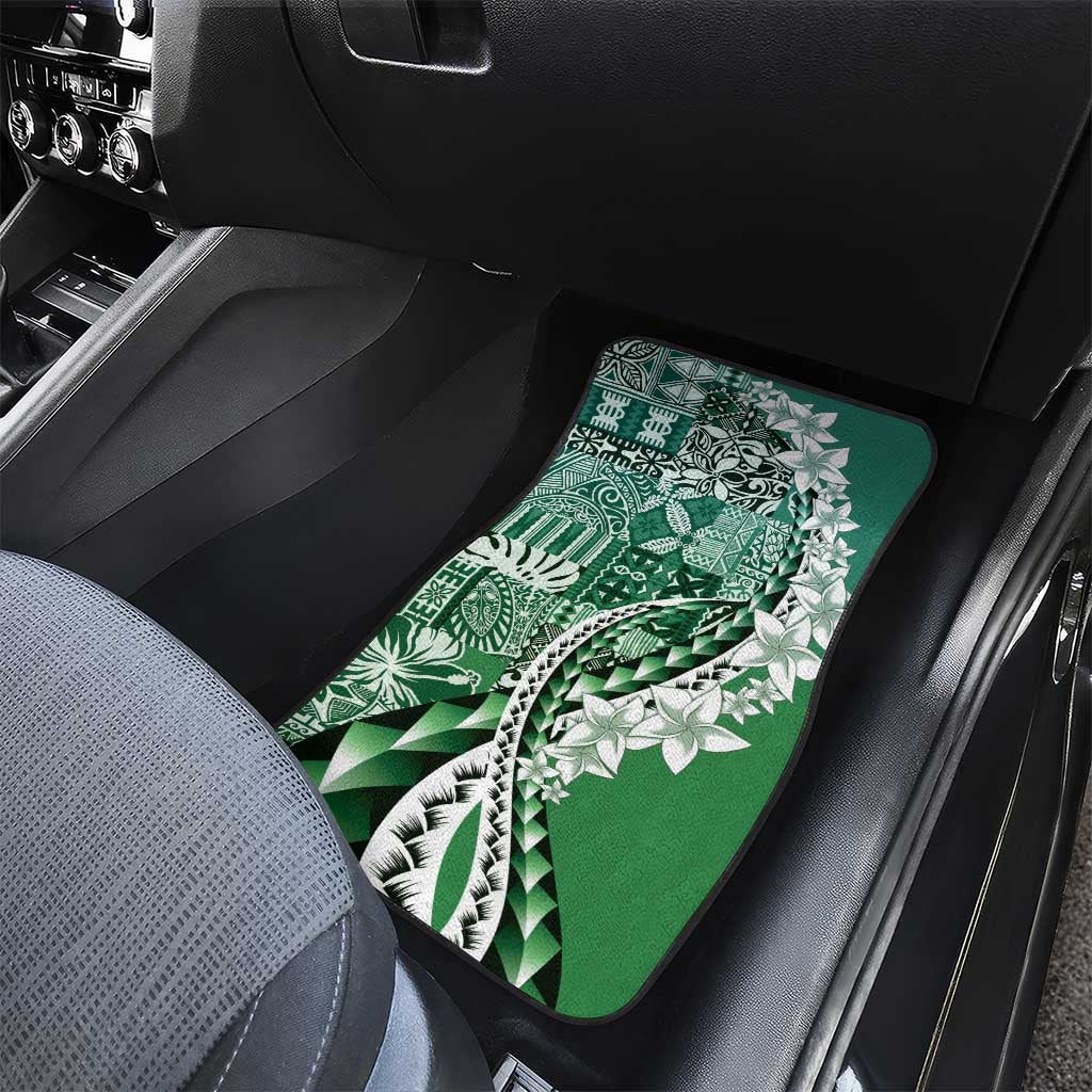 Aloha Vintage Plumeria Hawaiian Tapa Pattern Car Mats Green Hawaiian Tapa Pattern - Polynesian Pride