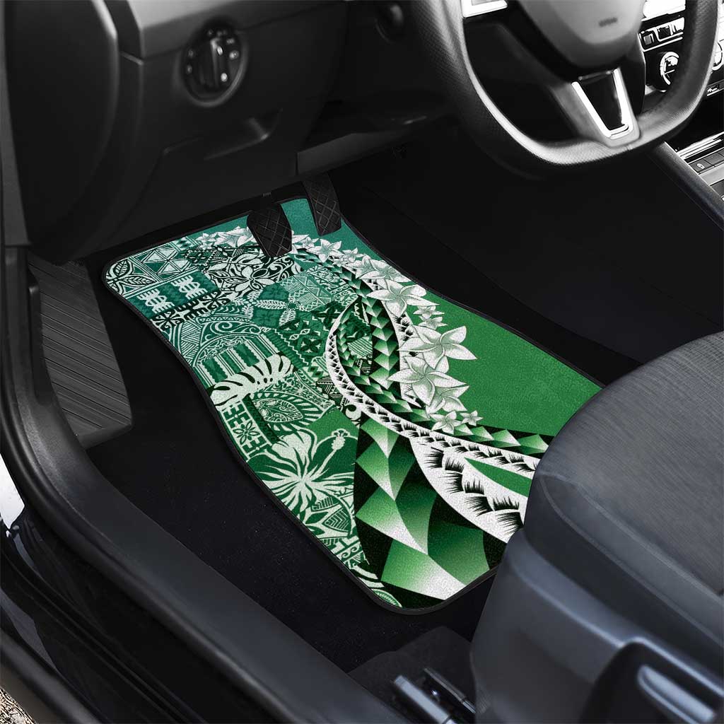 Aloha Vintage Plumeria Hawaiian Tapa Pattern Car Mats Green Hawaiian Tapa Pattern - Polynesian Pride