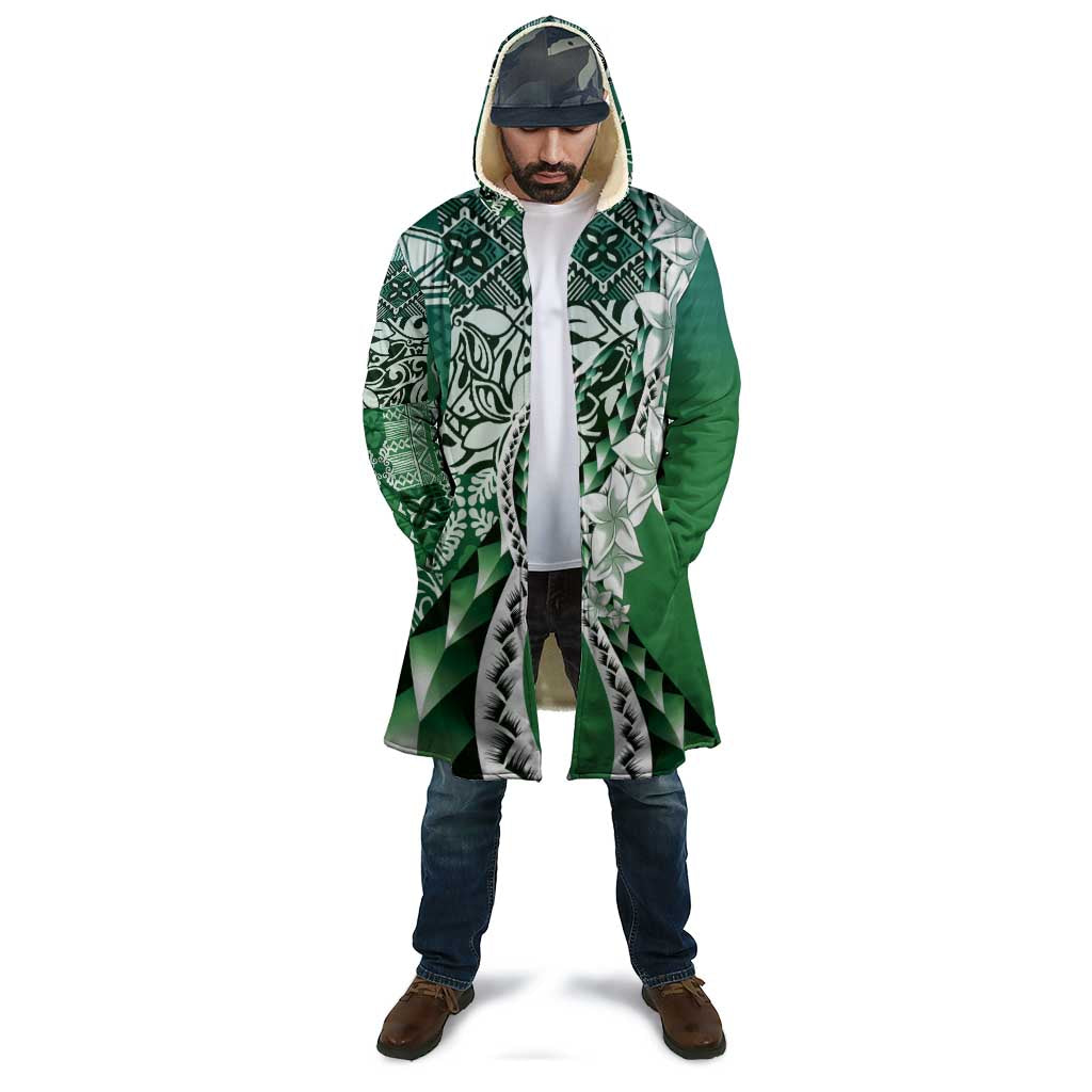 Aloha Vintage Plumeria Hawaiian Tapa Pattern Cloak Green Hawaiian Tapa Pattern - Polynesian Pride