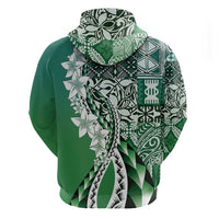 Aloha Vintage Plumeria Hawaiian Tapa Pattern Hoodie Green Hawaiian Tapa Pattern - Polynesian Pride