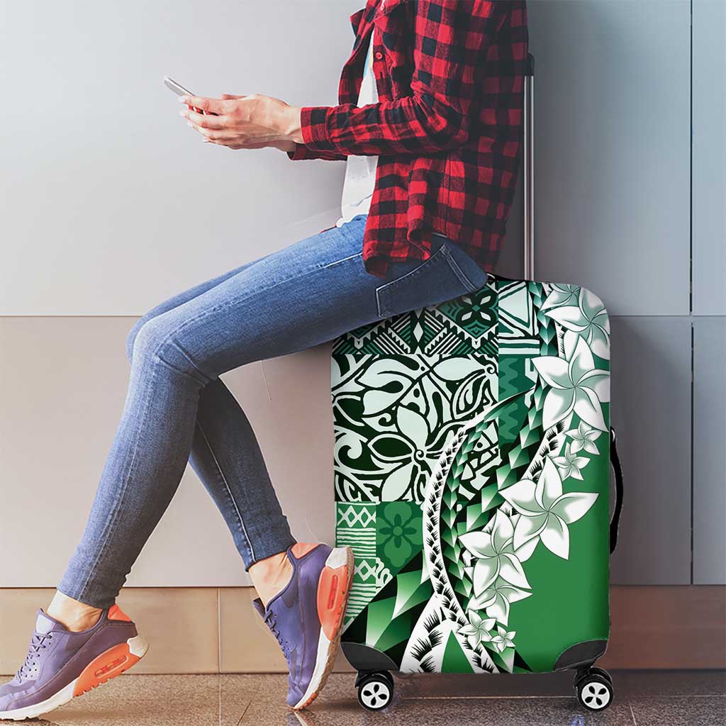 Aloha Vintage Plumeria Hawaiian Tapa Pattern Luggage Cover Green Hawaiian Tapa Pattern - Polynesian Pride
