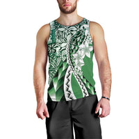 Aloha Vintage Plumeria Hawaiian Tapa Pattern Men Tank Top Green Hawaiian Tapa Pattern - Polynesian Pride