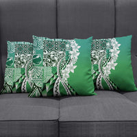 Aloha Vintage Plumeria Hawaiian Tapa Pattern Pillow Cover Green Hawaiian Tapa Pattern - Polynesian Pride
