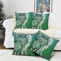 Aloha Vintage Plumeria Hawaiian Tapa Pattern Pillow Cover Green Hawaiian Tapa Pattern - Polynesian Pride