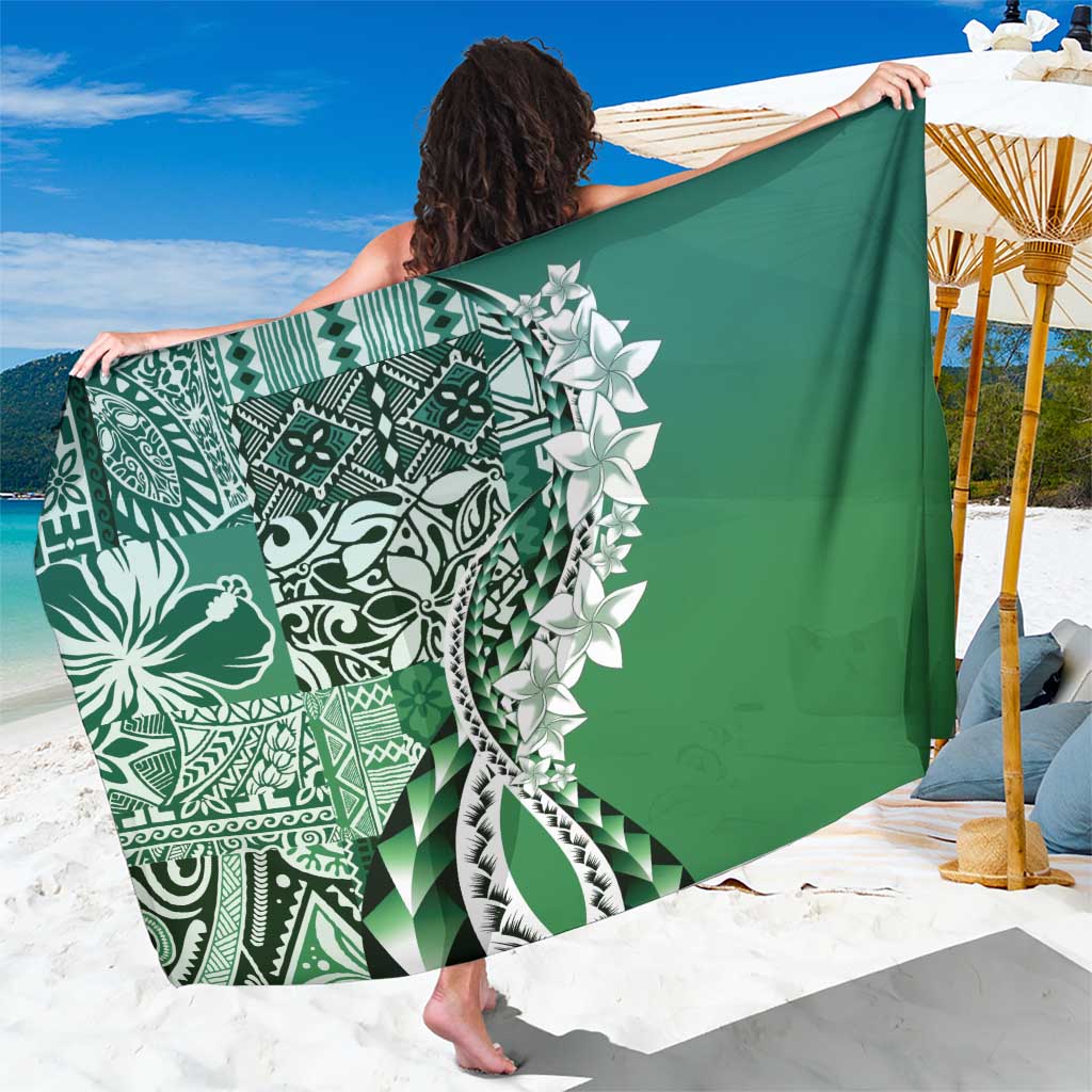 Aloha Vintage Plumeria Hawaiian Tapa Pattern Sarong Green Hawaiian Tapa Pattern - Polynesian Pride