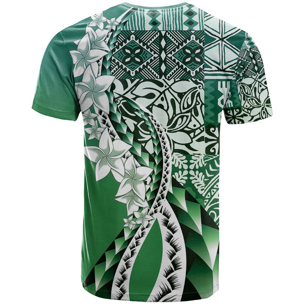 Aloha Vintage Plumeria Hawaiian Tapa Pattern T Shirt Green Hawaiian Tapa Pattern - Polynesian Pride