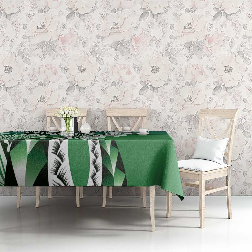 Aloha Vintage Plumeria Hawaiian Tapa Pattern Tablecloth Green Hawaiian Tapa Pattern - Polynesian Pride