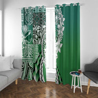 Aloha Vintage Plumeria Hawaiian Tapa Pattern Window Curtain Green Hawaiian Tapa Pattern - Polynesian Pride