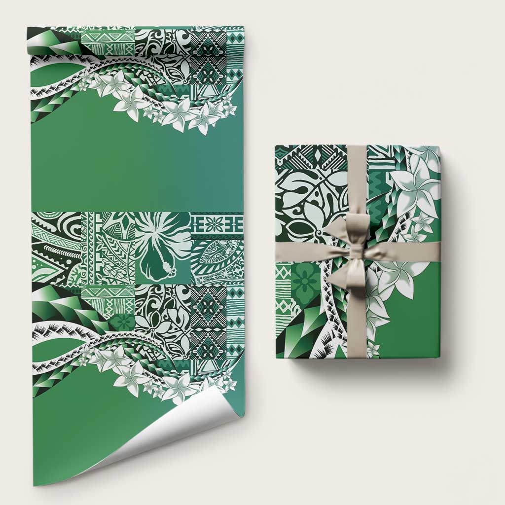 Aloha Vintage Plumeria Hawaiian Tapa Pattern Wrapping Paper Green Hawaiian Tapa Pattern - Polynesian Pride
