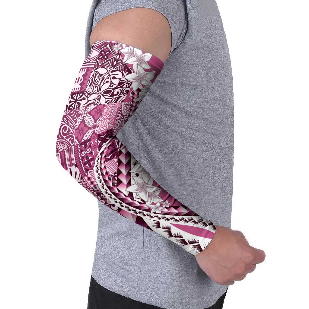 Aloha Vintage Plumeria Hawaiian Tapa Pattern Arm Sleeves Pink Hawaiian Tapa Pattern - Polynesian Pride