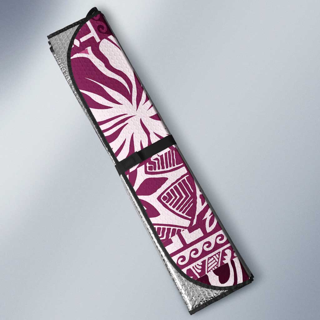 Aloha Vintage Plumeria Hawaiian Tapa Pattern Auto Sun Shade Pink Hawaiian Tapa Pattern - Polynesian Pride
