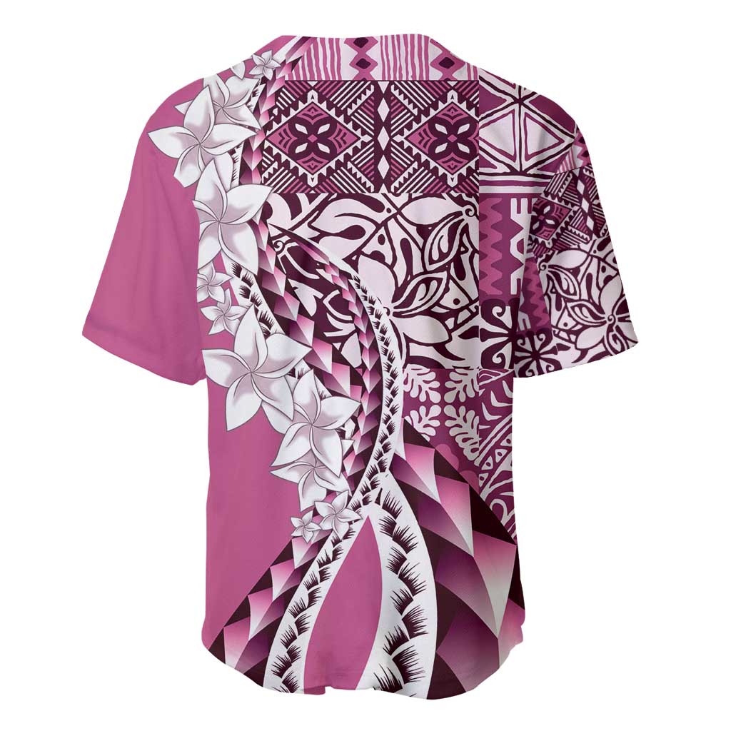 Aloha Vintage Plumeria Hawaiian Tapa Pattern Baseball Jersey Pink Hawaiian Tapa Pattern - Polynesian Pride