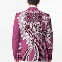 Aloha Vintage Plumeria Hawaiian Tapa Pattern Blazer Pink Hawaiian Tapa Pattern - Polynesian Pride