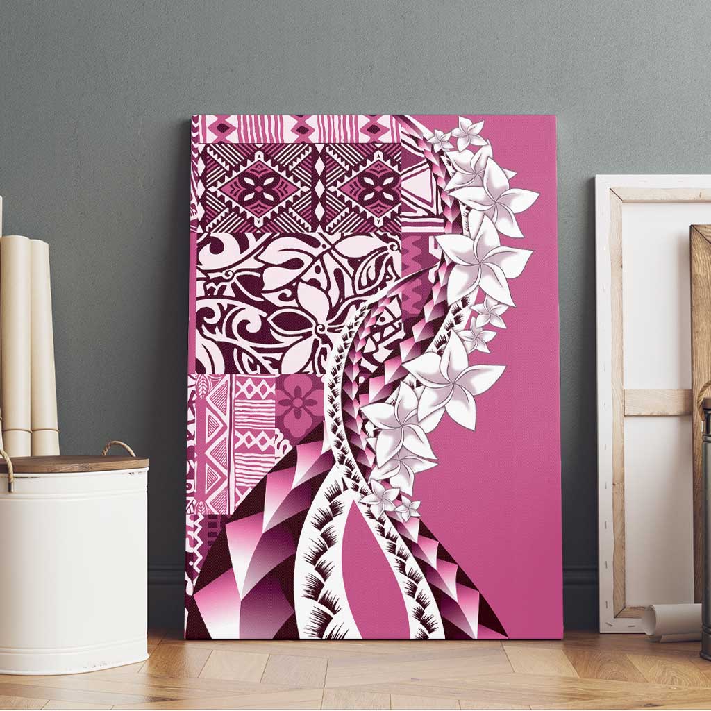 Aloha Vintage Plumeria Hawaiian Tapa Pattern Canvas Wall Art Pink Hawaiian Tapa Pattern - Polynesian Pride