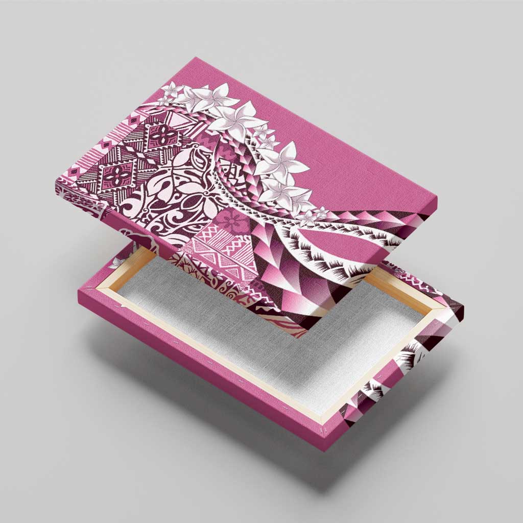 Aloha Vintage Plumeria Hawaiian Tapa Pattern Canvas Wall Art Pink Hawaiian Tapa Pattern - Polynesian Pride