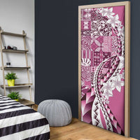Aloha Vintage Plumeria Hawaiian Tapa Pattern Door Cover Pink Hawaiian Tapa Pattern - Polynesian Pride