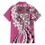 Aloha Vintage Plumeria Hawaiian Tapa Pattern Family Matching Long Sleeve Bodycon Dress and Hawaiian Shirt Pink Hawaiian Tapa Pattern - Polynesian Pride