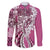 Aloha Vintage Plumeria Hawaiian Tapa Pattern Family Matching Long Sleeve Bodycon Dress and Hawaiian Shirt Pink Hawaiian Tapa Pattern - Polynesian Pride