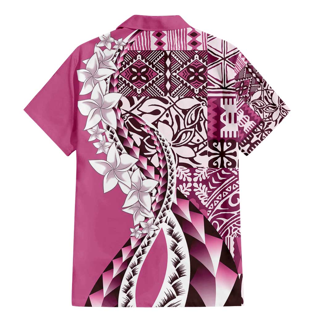 Aloha Vintage Plumeria Hawaiian Tapa Pattern Family Matching Mermaid Dress and Hawaiian Shirt Pink Hawaiian Tapa Pattern - Polynesian Pride