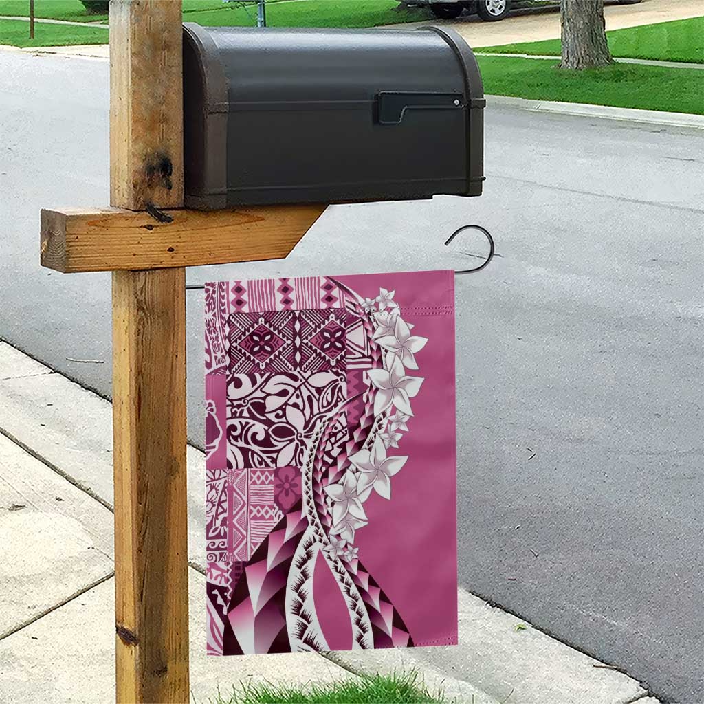 Aloha Vintage Plumeria Hawaiian Tapa Pattern Garden Flag Pink Hawaiian Tapa Pattern - Polynesian Pride