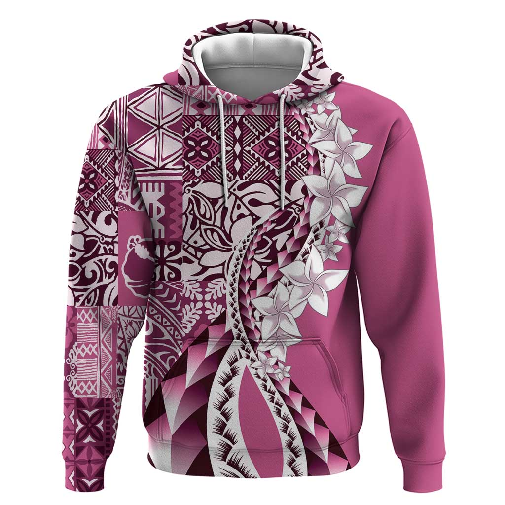Aloha Vintage Plumeria Hawaiian Tapa Pattern Hoodie Pink Hawaiian Tapa Pattern - Polynesian Pride