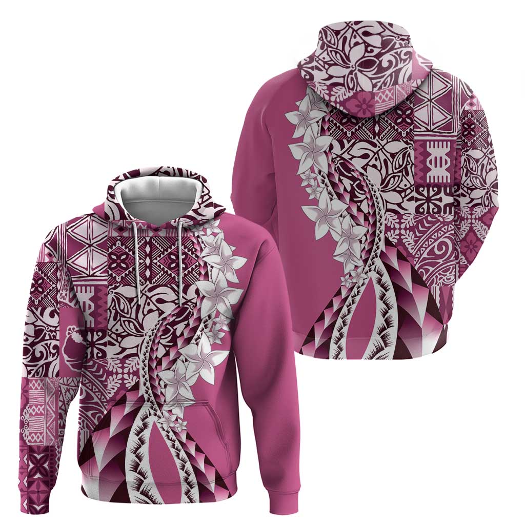 Aloha Vintage Plumeria Hawaiian Tapa Pattern Hoodie Pink Hawaiian Tapa Pattern - Polynesian Pride