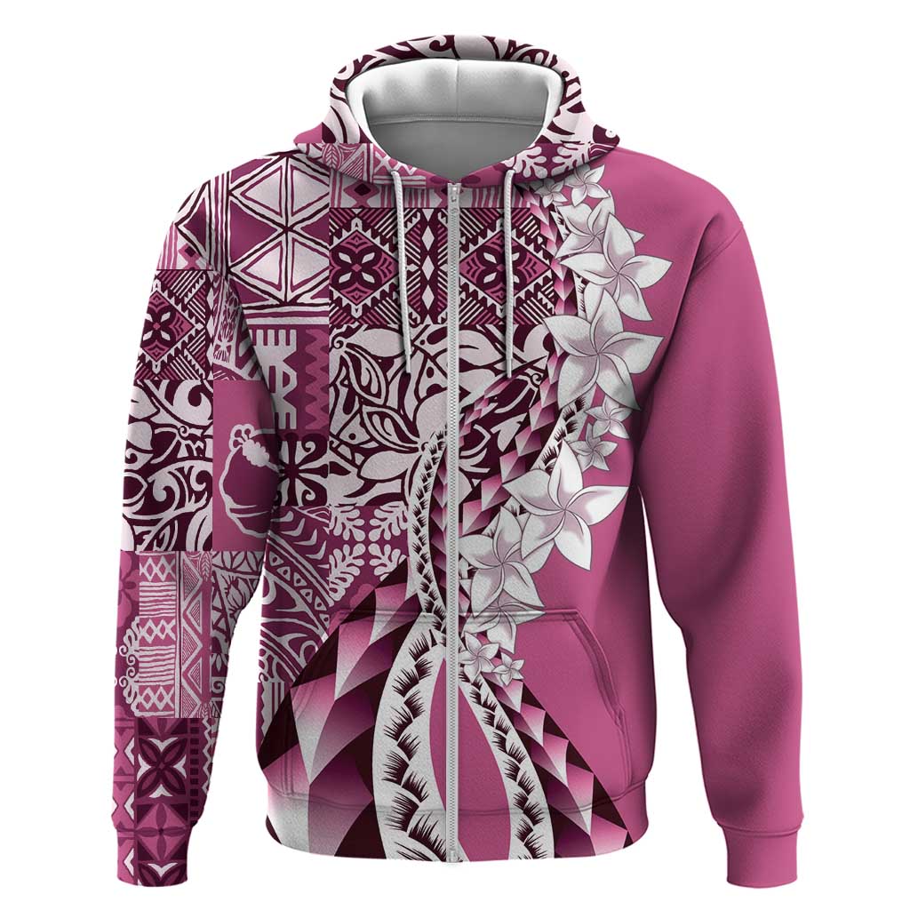 Aloha Vintage Plumeria Hawaiian Tapa Pattern Hoodie Pink Hawaiian Tapa Pattern - Polynesian Pride