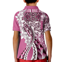Aloha Vintage Plumeria Hawaiian Tapa Pattern Kid Polo Shirt Pink Hawaiian Tapa Pattern - Polynesian Pride
