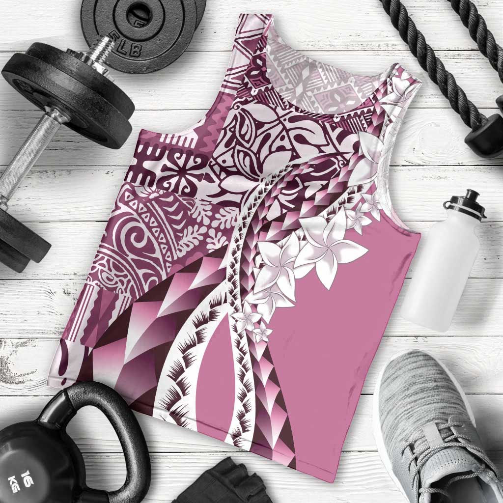 Aloha Vintage Plumeria Hawaiian Tapa Pattern Men Tank Top Pink Hawaiian Tapa Pattern - Polynesian Pride