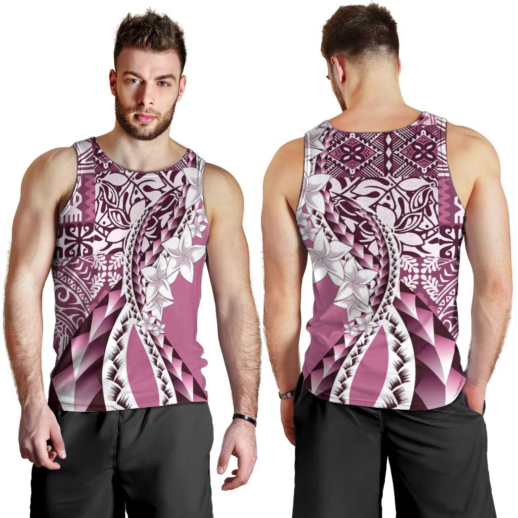 Aloha Vintage Plumeria Hawaiian Tapa Pattern Men Tank Top Pink Hawaiian Tapa Pattern - Polynesian Pride