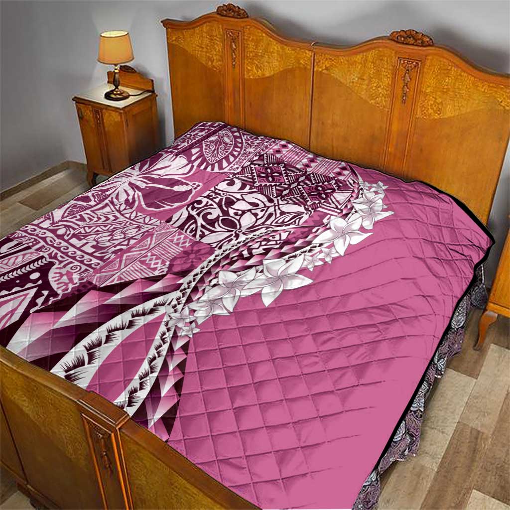 Aloha Vintage Plumeria Hawaiian Tapa Pattern Quilt Pink Hawaiian Tapa Pattern - Polynesian Pride