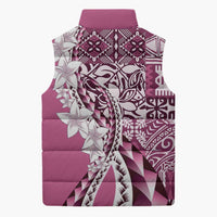 Aloha Vintage Plumeria Hawaiian Tapa Pattern Sleeveless Puffer Jacket Pink Hawaiian Tapa Pattern LT9 - Polynesian Pride