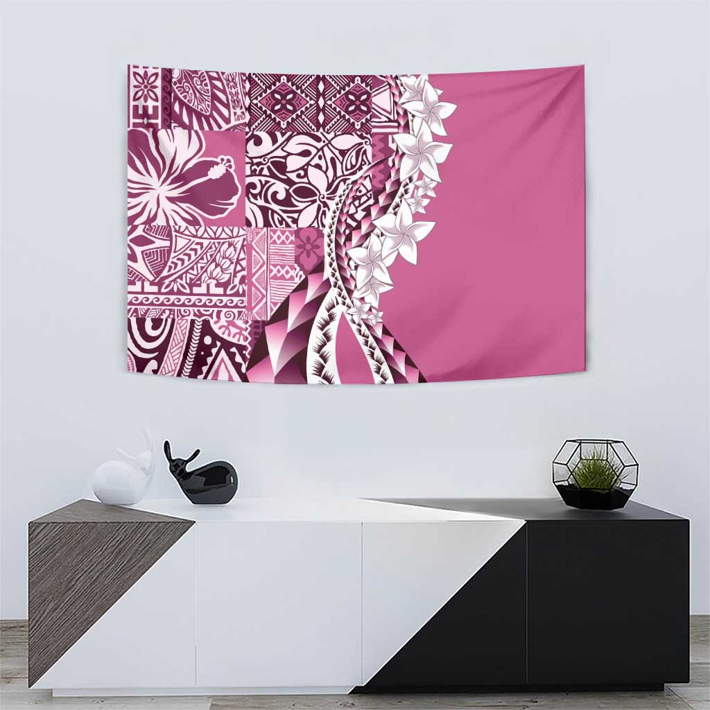 Aloha Vintage Plumeria Hawaiian Tapa Pattern Tapestry Pink Hawaiian Tapa Pattern - Polynesian Pride