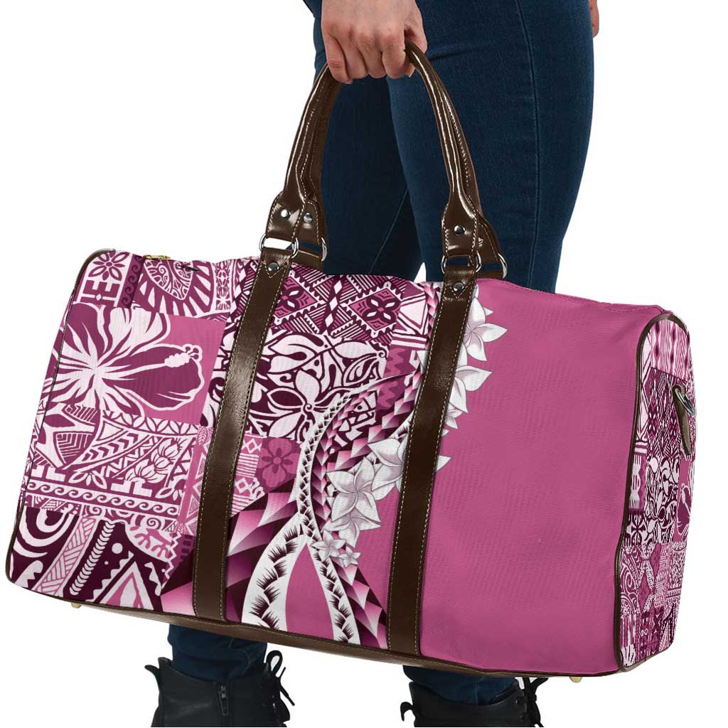 Aloha Vintage Plumeria Hawaiian Tapa Pattern Travel Bag Pink Hawaiian Tapa Pattern - Polynesian Pride