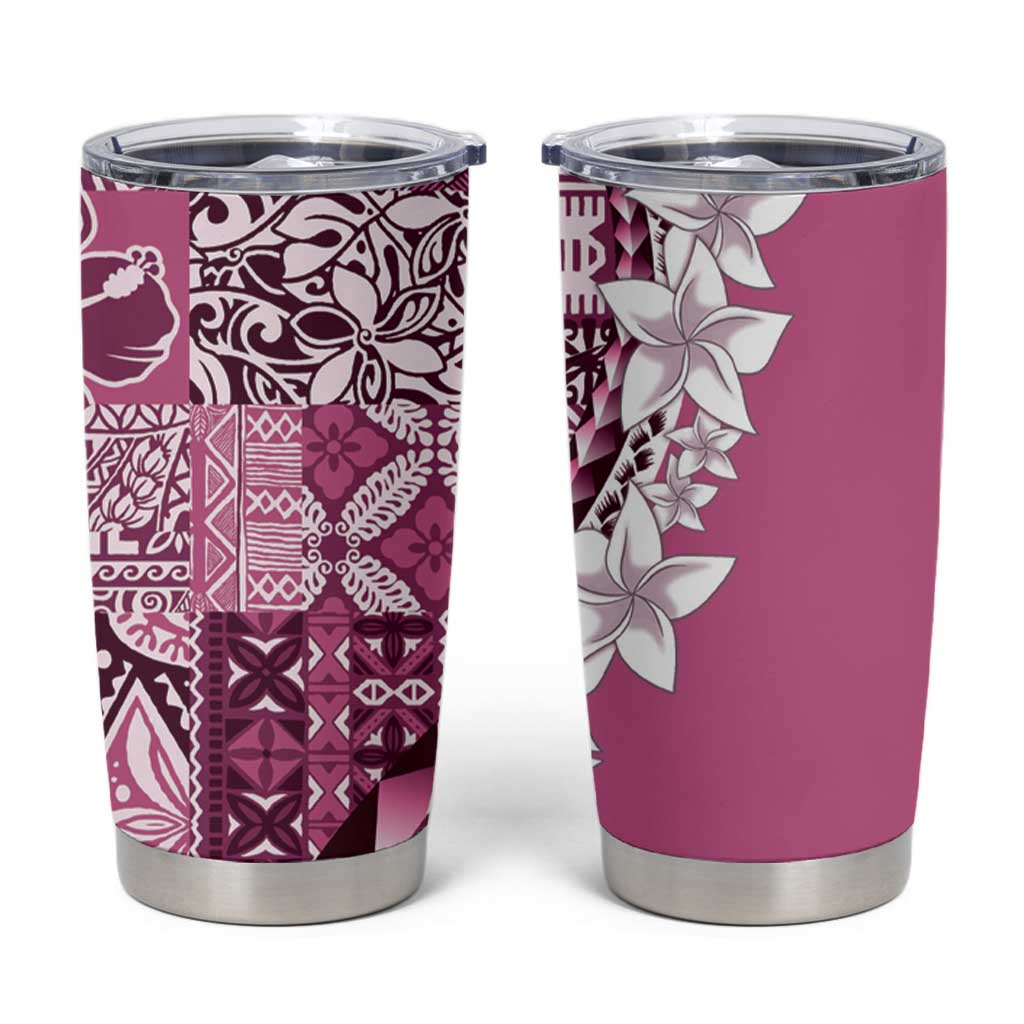 Aloha Vintage Plumeria Hawaiian Tapa Pattern Tumbler Cup Pink Hawaiian Tapa Pattern - Polynesian Pride