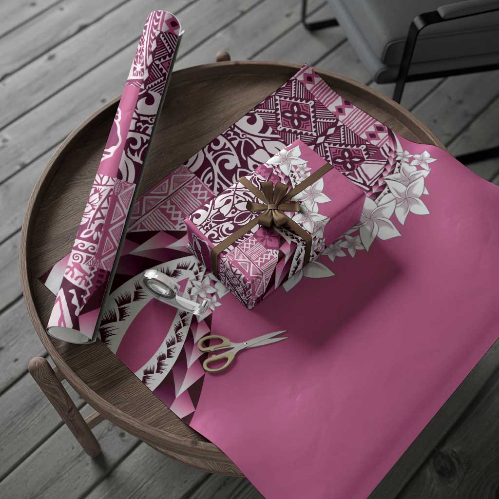 Aloha Vintage Plumeria Hawaiian Tapa Pattern Wrapping Paper Pink Hawaiian Tapa Pattern - Polynesian Pride