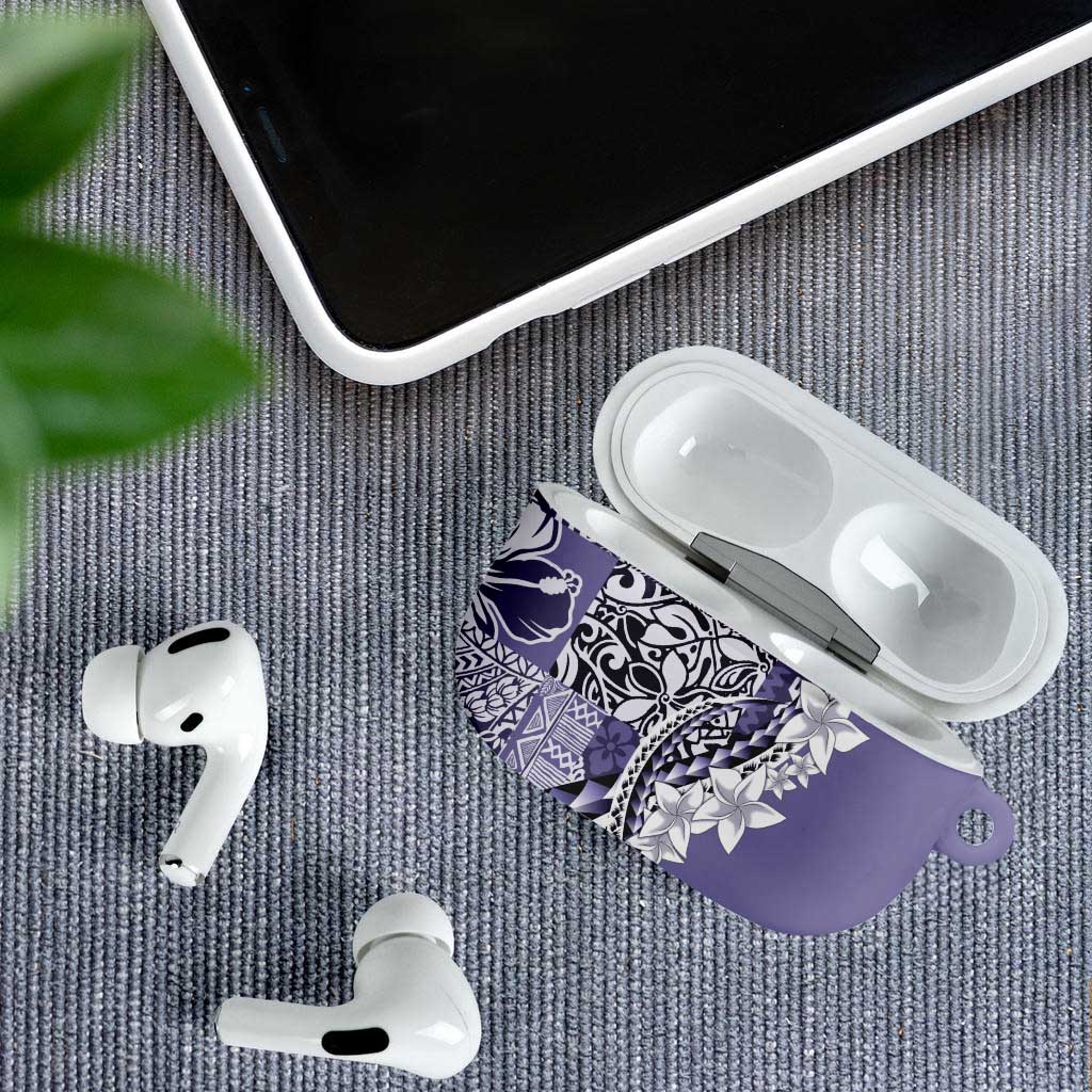 Aloha Vintage Plumeria Hawaiian Tapa Pattern AirPods Case Purple Hawaiian Tapa Pattern - Polynesian Pride