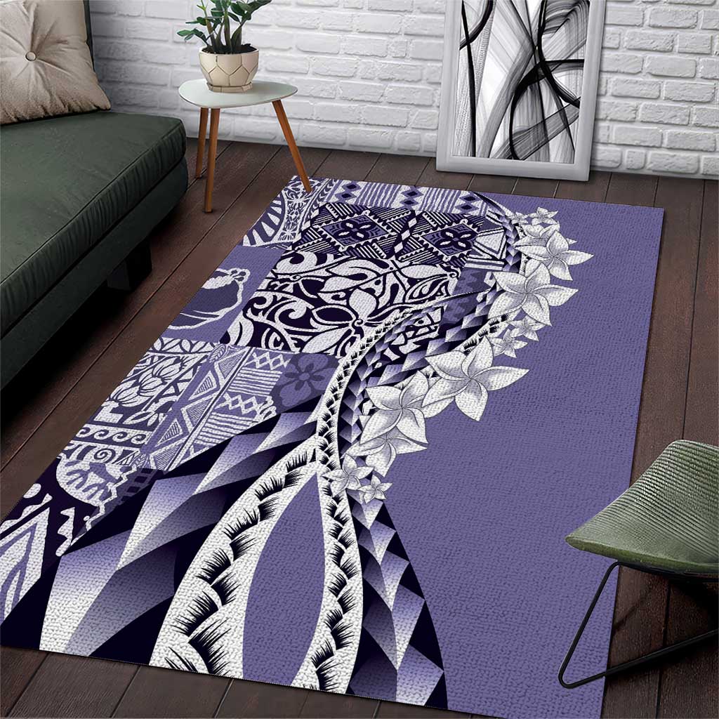 Aloha Vintage Plumeria Hawaiian Tapa Pattern Area Rug Purple Hawaiian Tapa Pattern - Polynesian Pride