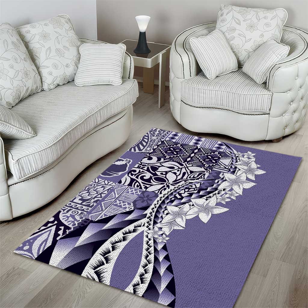 Aloha Vintage Plumeria Hawaiian Tapa Pattern Area Rug Purple Hawaiian Tapa Pattern - Polynesian Pride