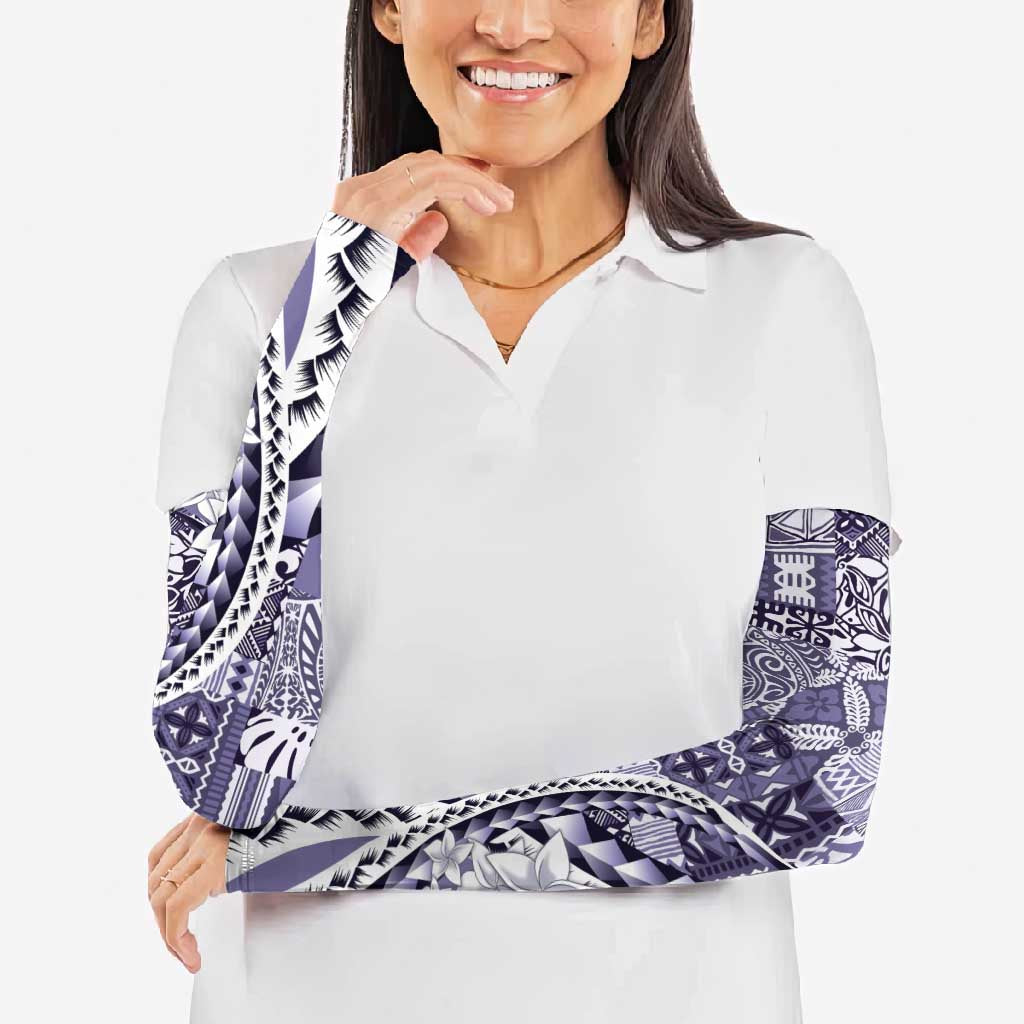 Aloha Vintage Plumeria Hawaiian Tapa Pattern Arm Sleeves Purple Hawaiian Tapa Pattern - Polynesian Pride