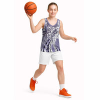 Aloha Vintage Plumeria Hawaiian Tapa Pattern Basketball Jersey Purple Hawaiian Tapa Pattern - Polynesian Pride