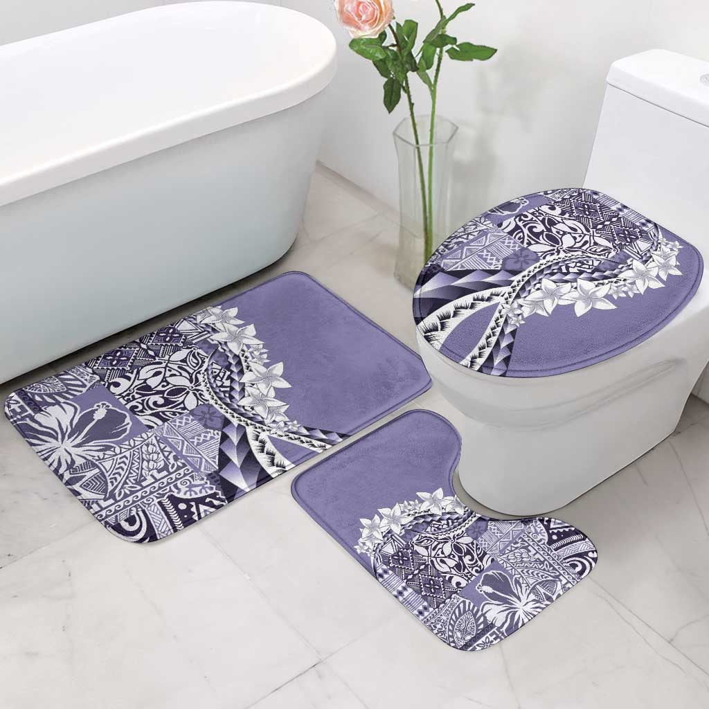 Aloha Vintage Plumeria Hawaiian Tapa Pattern Bathroom Set Purple Hawaiian Tapa Pattern - Polynesian Pride