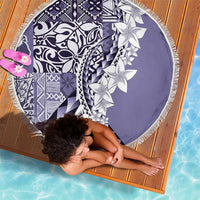 Aloha Vintage Plumeria Hawaiian Tapa Pattern Beach Blanket Purple Hawaiian Tapa Pattern - Polynesian Pride