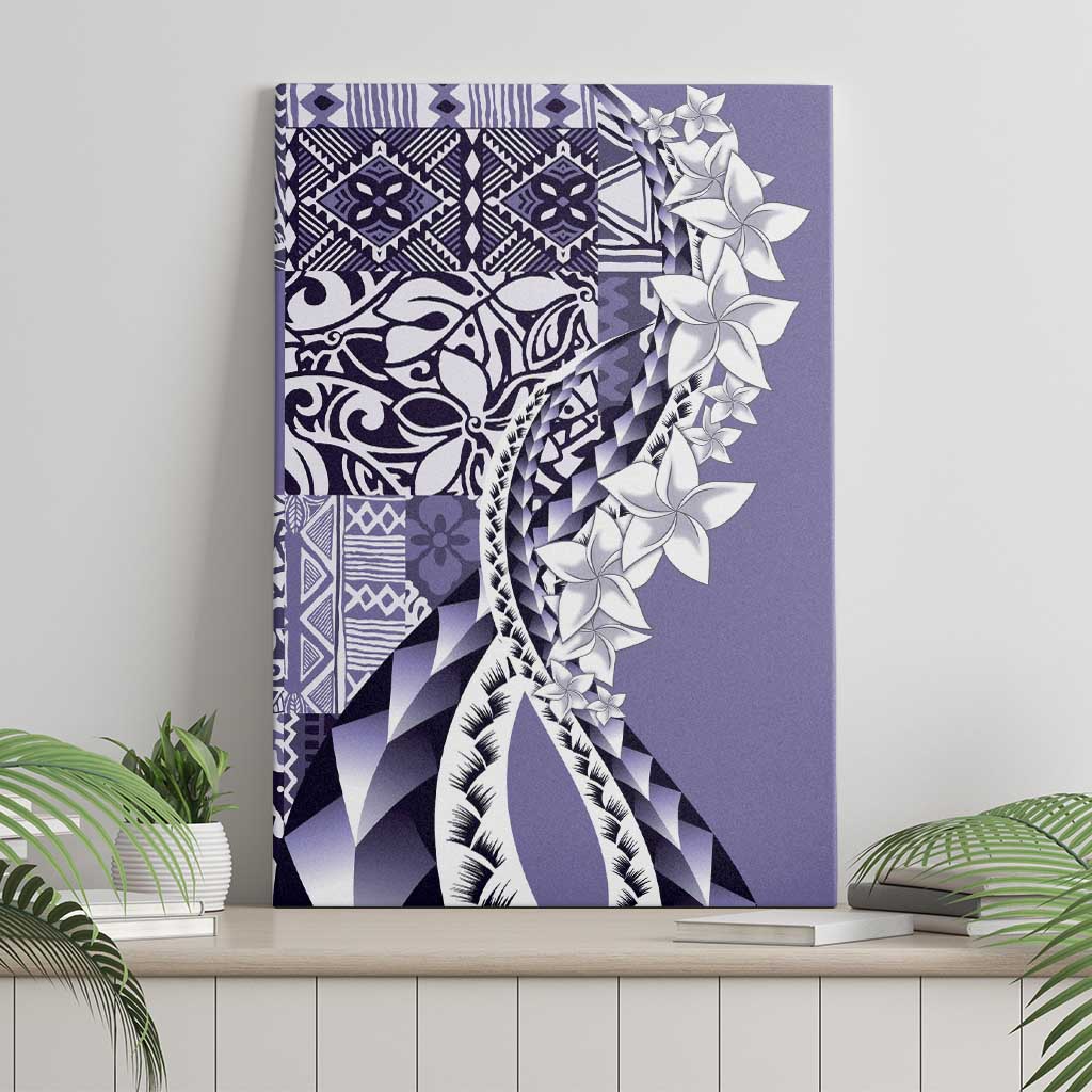 Aloha Vintage Plumeria Hawaiian Tapa Pattern Canvas Wall Art Purple Hawaiian Tapa Pattern - Polynesian Pride