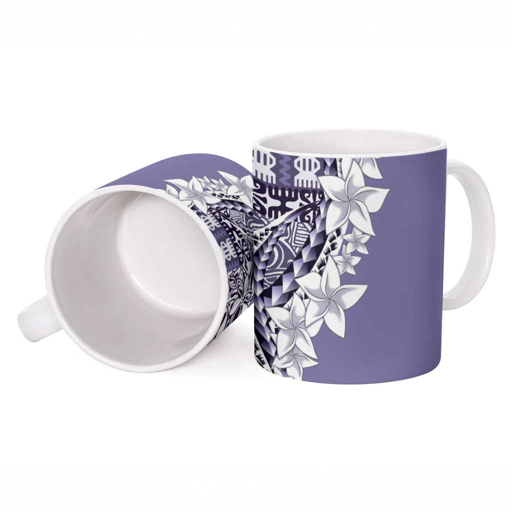 Aloha Vintage Plumeria Hawaiian Tapa Pattern Ceramic Mug Purple Hawaiian Tapa Pattern - Polynesian Pride