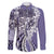 Aloha Vintage Plumeria Hawaiian Tapa Pattern Family Matching Long Sleeve Bodycon Dress and Hawaiian Shirt Purple Hawaiian Tapa Pattern - Polynesian Pride