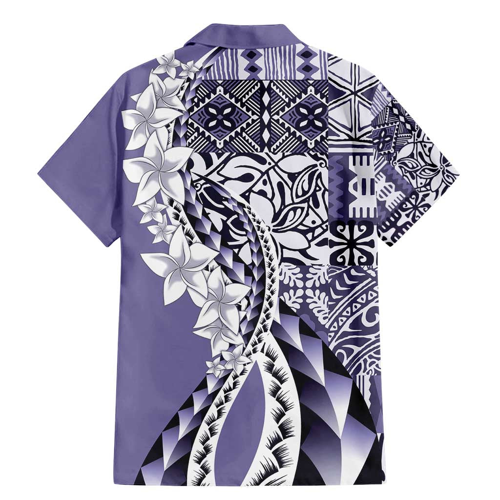Aloha Vintage Plumeria Hawaiian Tapa Pattern Family Matching Mermaid Dress and Hawaiian Shirt Purple Hawaiian Tapa Pattern - Polynesian Pride