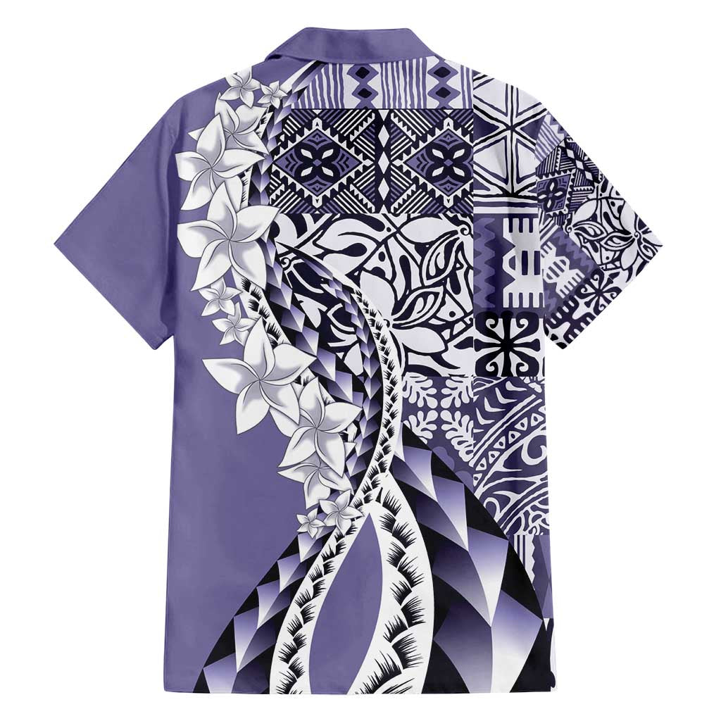 Aloha Vintage Plumeria Hawaiian Tapa Pattern Family Matching Off Shoulder Maxi Dress and Hawaiian Shirt Purple Hawaiian Tapa Pattern - Polynesian Pride